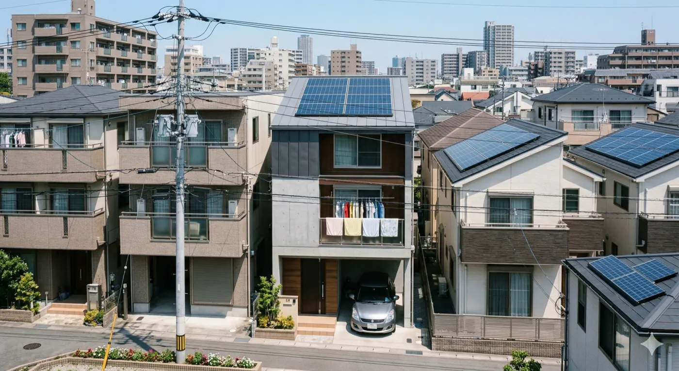 江戸川区の住宅と太陽光パネル